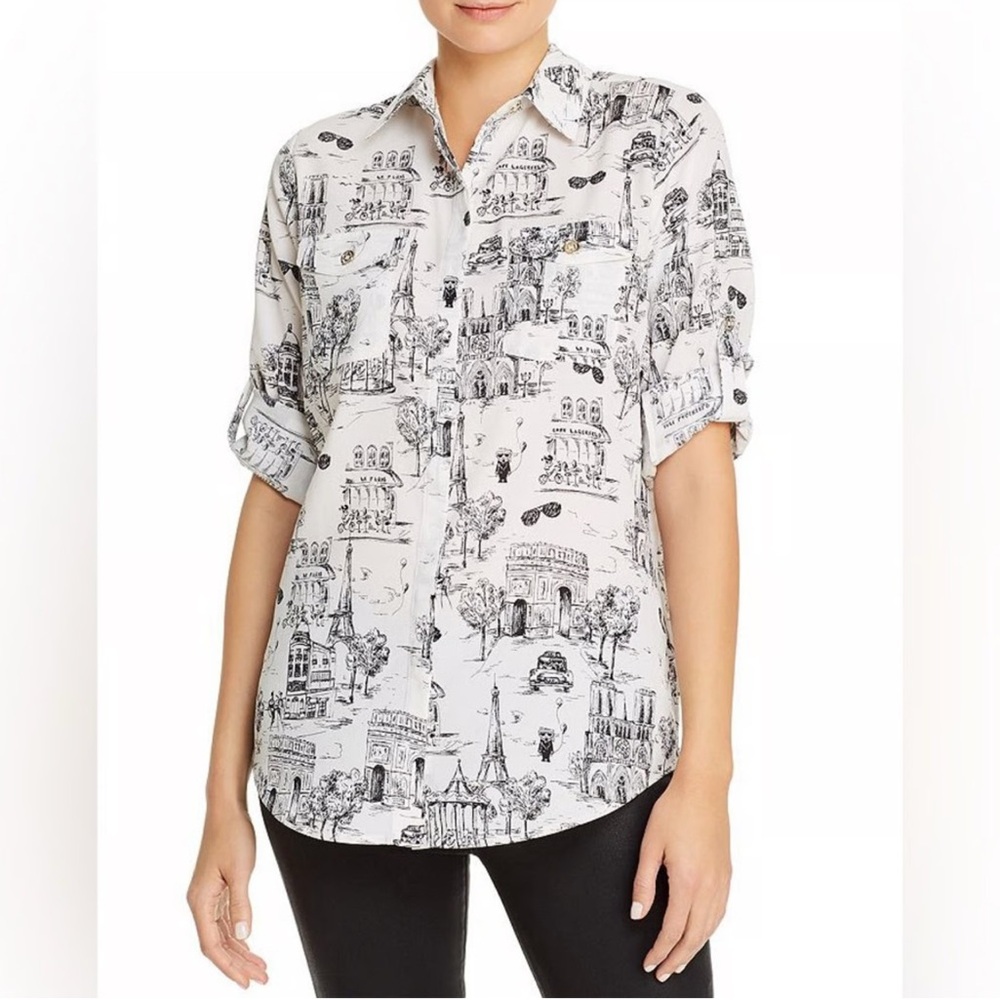 Karl Lagerfeld Black and White Graphic Print Top